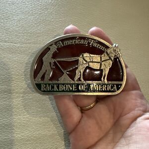 Belt Buckle - American Farms Backbone of America   3.5 x 2.25"   #2150
